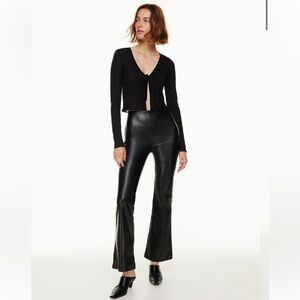 Wilfred Black Leather Flare Pants